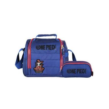 Imagem de Kit Escolar One Piece Lancheira Térmica + Estojo Triplo - Luxcel, azul