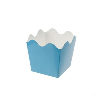 Imagem de CACHEPOT DE PAPEL LISO DOBRÁVEL AZUL BEBE TAM APROX. 7cm X 7cm X 7cm
