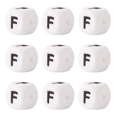 Imagem de 10 peças de contas de silicone do alfabeto brancas 12 mm borracha buraco horizontal estilo letra contas focais para pulseira da amizade, chaveiro, cordões, canetas, artesanato faça você mesmo