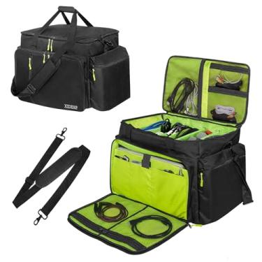 Imagem de XIDIHF Bolsa de arquivo para cabos de DJ com divisórias ajustáveis, bolsa de viagem para DJ, cabos, equipamentos de DJ e acessórios para músicos, para equipamento profissional, 45,7 cm L x 35,5 cm P x