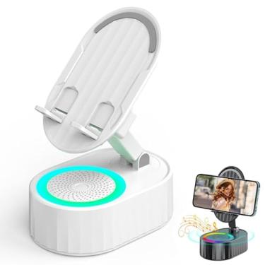 Imagem de YYGJYGOO Alto-falante Bluetooth de indução sem fio 5 em 1, suporte para celular com alto-falante Bluetooth sem fio, alto-falante Bluetooth com som surround HD para escritório em casa (branco)