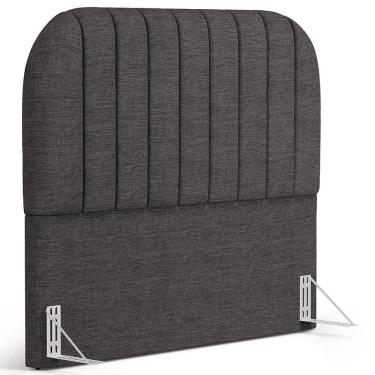 Imagem de Cabeceira Cama Box King Estofada Orgânica 195cm Alice W01 Linho Cinza Escuro - Lyam Decor