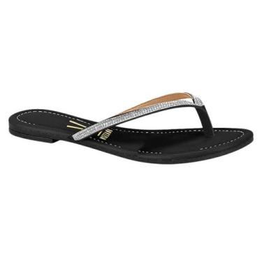 Imagem de Chinelo Feminino Vizzano Tamanco Rasteirinha De Dedo Strass Casual Ele