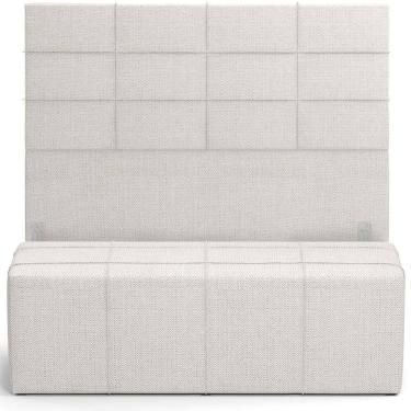 Imagem de Kit Cabeceira Cama Box Queen 160cm Com Calçadeira Roma W01 Linho Champagne - Lyam