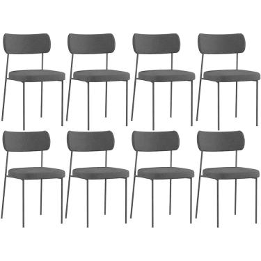 Imagem de Kit 08 Cadeiras Decorativas Estofadas Para Sala De Jantar Melina L02 Poliéster Preto - Lyam