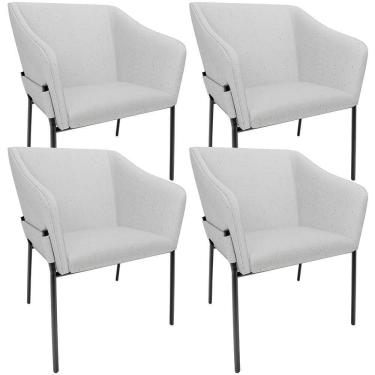 Imagem de Kit 4 Cadeiras Para Sala De Jantar Estar Living Olívia L02 Linho Cinza - Lyam Decor