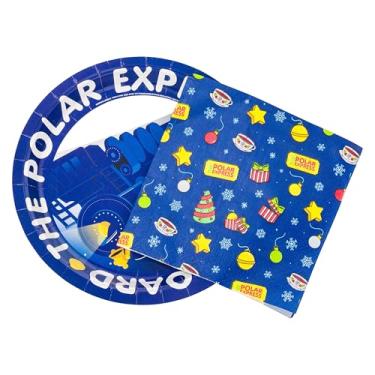 Imagem de Guardanapo de papel e prato The Polar Express All Aboard Train Icon Pattern 32 unidades