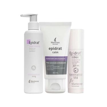 Imagem de Kit Hidratantes Mantecorp Epidrat - Creme Facial Hidr e Creme Corporal Hidr e Hidratante Labial-Unissex