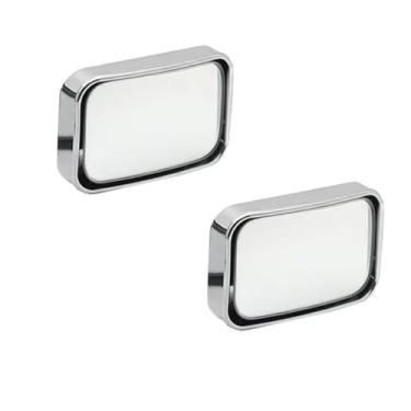 Imagem de Espelhos retrovisores grandes angulares prateados, 2 peças, espelho retrovisor de ponto cego de vidro HD para passageiro traseiro