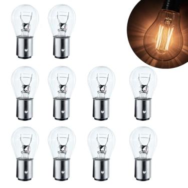 Imagem de AMZAUTO Lâmpada 1157, lâmpada de freio de sinal de direção alta e baixa, substituição de lâmpada de halogênio de contato duplo 12 V P21/5 W, 10 peças de luz de estacionamento para carro, caminhão