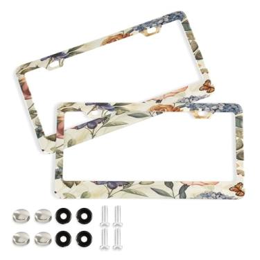 Imagem de SEHANY Molduras de placa de carro rosa dos namorados, capas de moldura de placa de carro de alumínio à prova de ferrugem com orifícios elípticos e parafusos serve para veículos padrão dos EUA tamanho