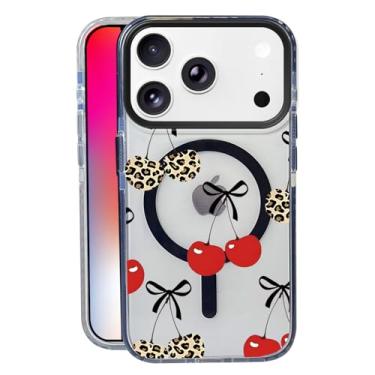 Imagem de Capa Leopard Cherry para iPhone 17 Pro, compatível com MagSafe, capa fosca macia e fina à prova de choque, antiimpressões digitais, antiamarelamento, antiarranhões, capa de telefone magnética para