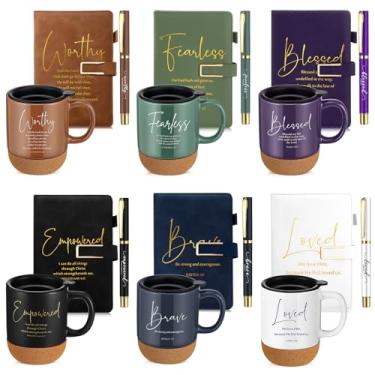 Imagem de FillTouch Conjunto de 6 presentes cristãos inspiradores para mulheres e homens, Natal, 425 g, versículo da Bíblia, caneca de café de cerâmica A5, conjunto de presente religioso para igreja, professor