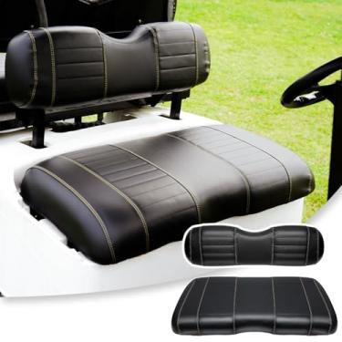 Imagem de SHUNCHENXIANG As capas de assento de carrinho de golfe servem para almofada de assento frontal EZGO RXV 2008+, listra personalizada de couro macio, confortável/antiarranhões/fácil de limpar