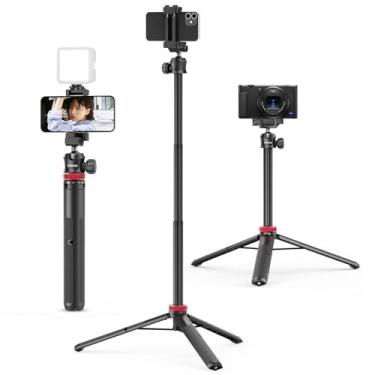 Imagem de ULANZI MT-44 Tripé para Celular, 150cm com Clip 2 em 1 e Cabeça Esférica 360° Extensível para iPhone/Sony/Canon/DJI Osmo Action, Tripé de Viagem Leve, Preto