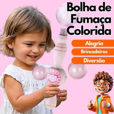 Imagem de Brinquedo Bolha de Sabão e Fumaça Infantil Bubble Fog Wand Elétrica Po