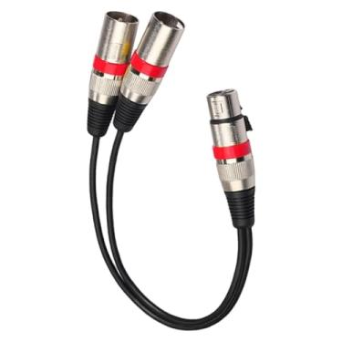 Imagem de YIJU Cabo divisor de microfone, 1 XLR fêmea para 2 XLR macho, cabo patch em Y de 30 cm para equalizador de microfone e gravação, Vermelho