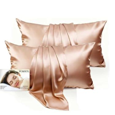 Imagem de Conjunto de 2 fronhas King 100% seda - fronha de seda amoreira de luxo 6A para cabelo e pele - antirrugas, refrescante e suave, zíper oculto - fronhas para mulheres dormindo, menina, menino, bege