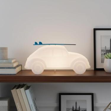 Imagem de Luminária Carro Fun Light 30cm Bivolt | Abajur de Mesa Carro Clássico em Polietileno | Decoração Vintage, Retrô, Garagem, Quarto | Luz Difusa | Cabo 1,8m