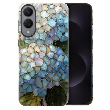 Imagem de heindiy Compatível com Samsung Galaxy S25 Edge, capa brilhante, proteção total, à prova de choque, anti-arranhões, capa de TPU, capas para homens e mulheres - vitrais de arbusto de hortênsias