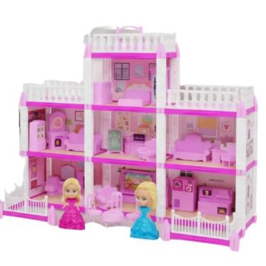 Imagem de Casinha Castelo de Princesa 160 ou 240 Peças de Montar com Bonecas e Acessórios (Castelo 160pcs)