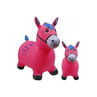 Imagem de Cavalinho Upa Upa Pula Pula Inflável Musical Brinquedo Infantil (Rosa)