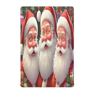 Imagem de Qilmy Lençóis de berço de bebê com estampa de Feliz Natal, macio, respirável, elástico, lençol com elástico para meninos e meninas, miniberço, 132 x 71 cm, capa de colchão infantil portátil