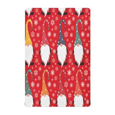 Imagem de Qilmy Lençóis de berço de neve de gnomo vermelho, macio, respirável e elástico, lençol com elástico para meninos e meninas, mini berço 132 cm x 71 cm capa de colchão infantil portátil