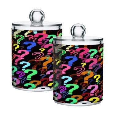 Imagem de Qilmy Pacote com 2 suportes coloridos para pontos de interrogação, frascos de boticário de 400 ml, vasilha organizadora de banheiro para cotonetes, bolas de algodão, almofadas de maquiagem, fio dental