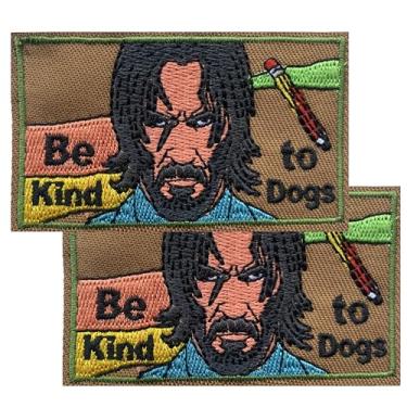 Imagem de YLY Be Kind to Dogs Patch engraçado, 2 peças de adesivos fofos bordados com moral tática militar com fecho de gancho e laço para bolsa, mochila, colete do exército, capacete, chapéu, arnês de cachorro
