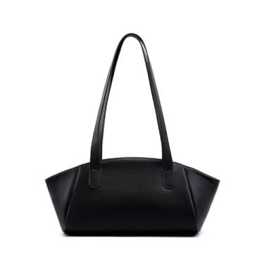 Imagem de EFDNK-HB Bolsa de ombro feminina de couro genuíno macio grande na moda bolsa de trabalho bolsa axila, Preto, One Size