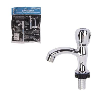 Imagem de Torneira Monocomando para Lavatório de Mesa, Cromada, PP, 16,4 cm Altura, Acabamento Inox, 151g