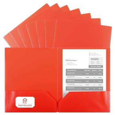 Imagem de Pacote com 25 pastas vermelhas com 2 bolsos, pastas de plástico resistente com bolsos, pastas de documentos de 20 x 28 cm para escola e escritório