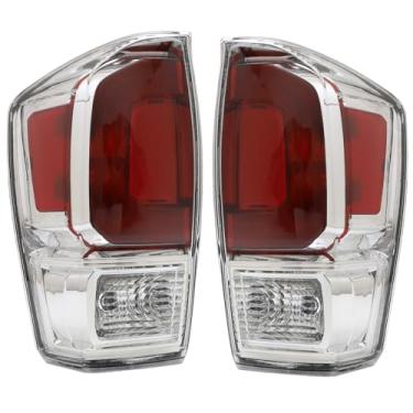 Imagem de Conjunto de luz traseira compatível com Toyota Tacoma 2016-2023 lâmpada de freio traseira do lado do motorista e do passageiro com lâmpada