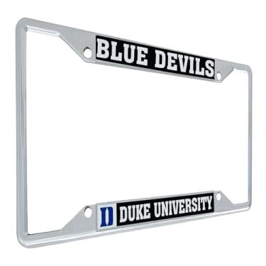 Imagem de Desert Cactus Duke University Blue Devils Acessórios para carro Moldura de placa de licença de metal e suporte de etiqueta para frente ou traseira do carro (moldura prata - mascote - preto)