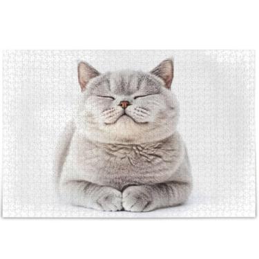 Imagem de Quebra-cabeças personalizados de gato de pelo curto britânico para adultos 1000 peças elefante branco legal quebra-cabeças grandes cenário decoração de arte animal, 75 cm x 50 cm