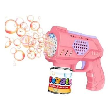 Imagem de Pistola de Bolhas de Sabão Automática, Brinquedo com Refil Incluso Bolha Sabão (Rosa)