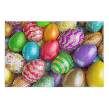 Imagem de Quebra-cabeça de 1000 peças para adultos, ovos de páscoa coloridos, amigos, família, jogos, presentes, quebra-cabeça divertido para adultos, brinquedo de arte, 75 x 40 cm