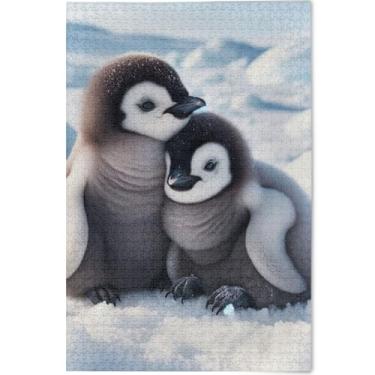 Imagem de Pinguins Quebra-cabeças para adultos com estampa de animais, 1000 peças, decoração de arte com estampa animal, quebra-cabeças coloridos, presentes de quebra-cabeça de jogos tecnológicos personalizados