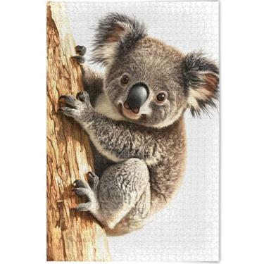 Imagem de Quebra-cabeça animal fofo urso coala 500 peças adultos pintura animal arte única quebra-cabeça personalizado amantes presentes família, 52 cm x 37,8 cm
