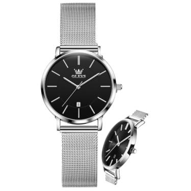 Imagem de OLEVS Relógios femininos para mulheres, relógio de pulso feminino, pulseira de couro, impermeável, fino, minimalista, casual, vestido simples, quartzo analógico com calendário de data, Relógio com