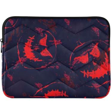 Imagem de Capa para notebook acolchoada de abóbora assustadora de Halloween para MacBook Pro 14 polegadas, capa fofa para laptop de 13 a 14 polegadas, universal