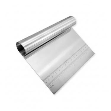 Imagem de Espátula e Raspador Retangular Profissional, Aço Inox, 15cm x 11,5cm, com Marcação em Centímetros, 110g