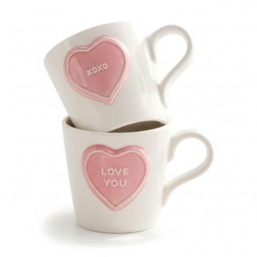 Imagem de Didaey Pacote com 2 canecas de coração de 400 ml, presente de dia dos namorados com coração 3D "xoxo" "love you" canecas de cerâmica fofa caneca de café para mulheres, xícara de chá para entes