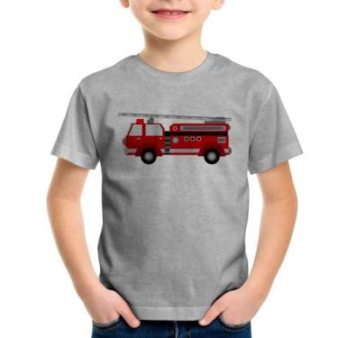 Imagem de Camiseta Infantil Caminhão de Bombeiro - Foca na Moda, Cinza, 6
