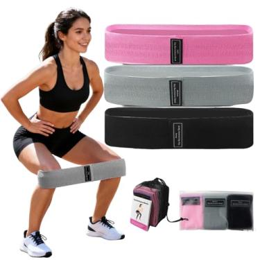 Imagem de 3 pulseiras de resistência, conjunto de faixas elásticas para ioga, fitness, exercícios para pernas de bumbum, elásticos de pilates flexíveis
