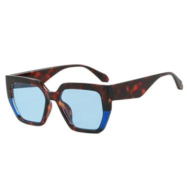 Imagem de Óculos de Sol Unissex com Estampa de Leopardo em Degradê e Cores Doces, Proteção UV400, Ideais para Esportes ao Ar Livre, Corrida e Ciclismo, Cor Azul Florido