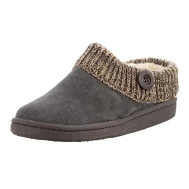 Imagem de Clarks Angelina Pantufa feminina de malha com gola, Camurça premium cinza, 10 Wide
