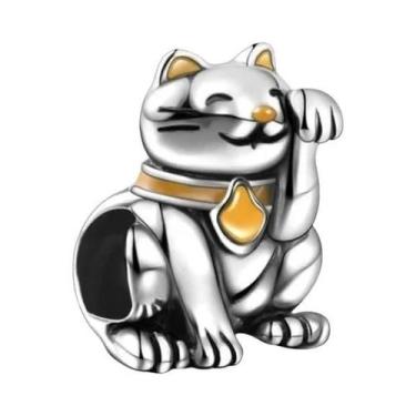 Imagem de Pingentes De Gato Da Sorte Em Prata 925 Para Mulheres, Charms DIY, Joi