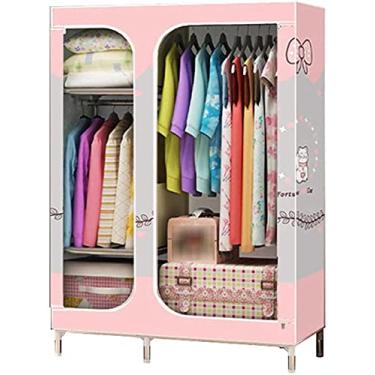 Imagem de U5GAAALPPQ9 Guarda-roupa aberto al guarda-roupa portátil economize espaço 2 portas guarda-roupa 168 110 45 cm cabideiro (cor: D tamanho: 168 110 45 cm) (B 168 * 110 * 45 cm)